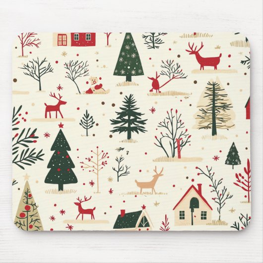 Woodland kerstpatroon (1) Muismat (Voorkant)