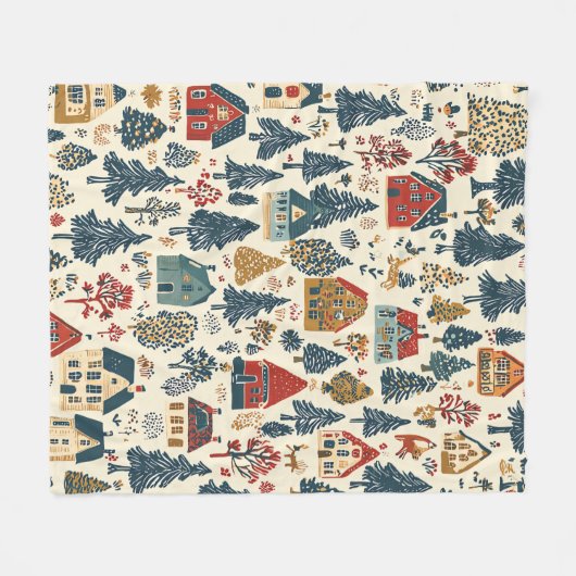  Woodland Kerstpatroon (20) Fleece Deken (Voorkant (Horizontaal))