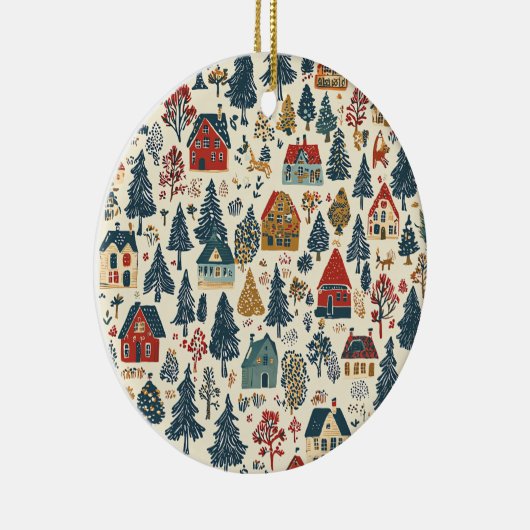  Woodland Kerstpatroon (20) Keramisch Ornament (Rechts)