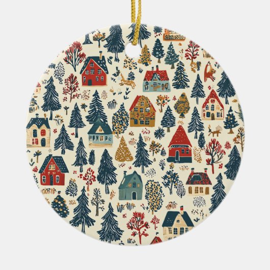 Woodland Kerstpatroon (20) Keramisch Ornament (Voorkant)