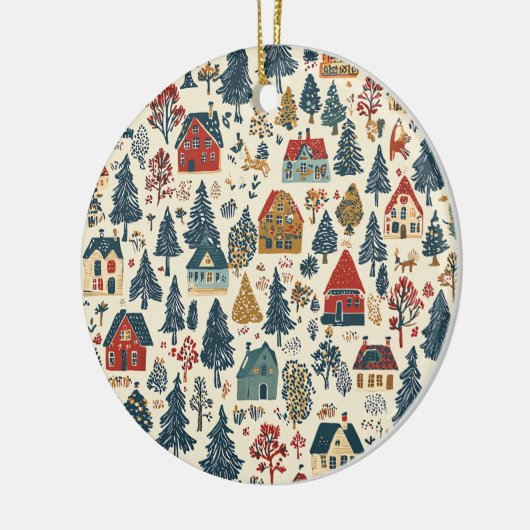  Woodland Kerstpatroon (20) Keramisch Ornament (Links)