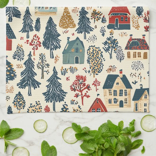  Woodland Kerstpatroon (20) Theedoek (Gevouwen)