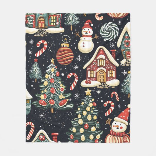  Woodland Kerstpatroon (5) Fleece Deken (Voorkant)