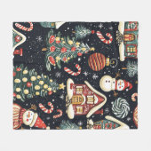  Woodland Kerstpatroon (5) Fleece Deken (Voorkant (Horizontaal))