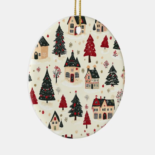  Woodland Kerstpatroon (9) Keramisch Ornament (Rechts)