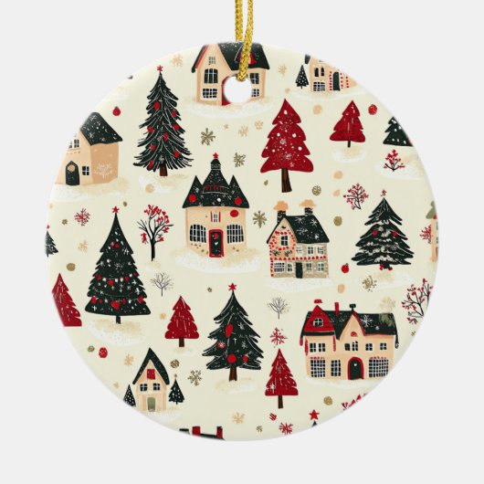  Woodland Kerstpatroon (9) Keramisch Ornament (Voorkant)