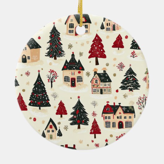  Woodland Kerstpatroon (9) Keramisch Ornament (Achterkant)