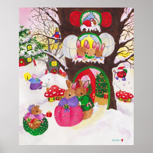 Woodland-kerstposter Poster (Voorkant)