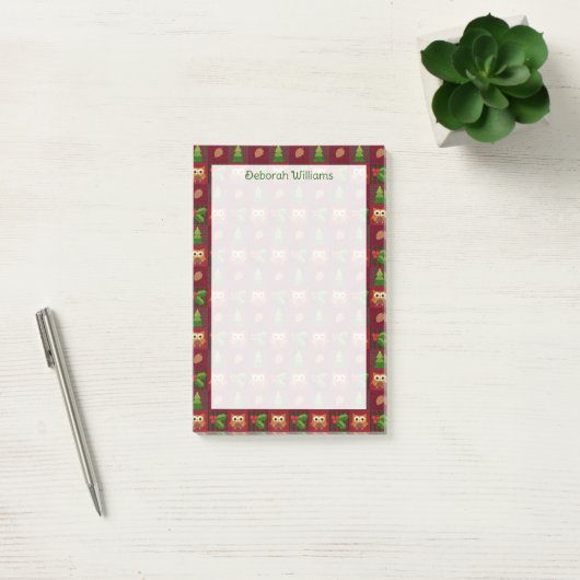 Woodland Kerstquilt look Speciaal Post-it® Notes (Kantoor)