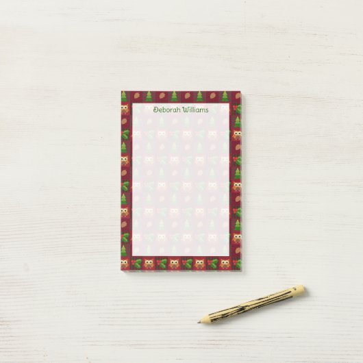 Woodland Kerstquilt look Speciaal Post-it® Notes (Op bureau)