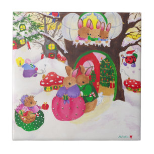 Woodland kersttegel tegeltje