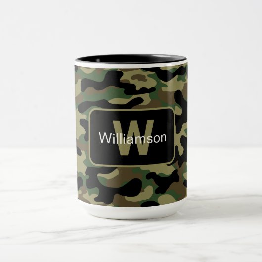 Woodland Khaki Camo Met Personalization Mok (Midden)