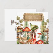 Woodland Kind fee in Champignons Kerstmis Feestdagenkaart (Voorkant / Achterkant)