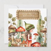Woodland Kind fee in Champignons Kerstmis Feestdagenkaart (Voorkant)