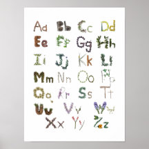 Woodland kinder ABC Alphabet Children's Wall Art