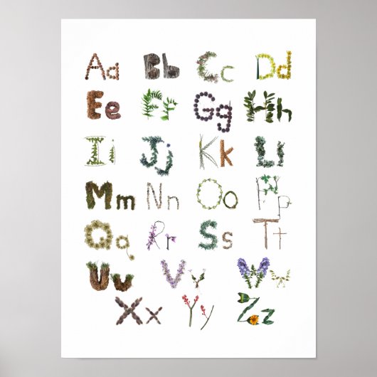 Woodland kinder ABC Alphabet Children's Wall Art Poster (Voorkant)