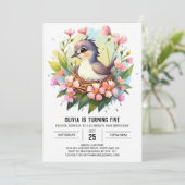 Woodland Kinderen Vogel Verjaardag Kaart (Staand voorkant)