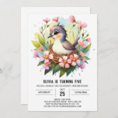 Woodland Kinderen Vogel Verjaardag Kaart (Voorkant / Achterkant)