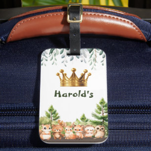 Woodland Kingdom Bos Dieren Baby Jongen Bagagelabel