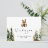 Woodland kleine beer baby shower dank u kaart (Staand voorkant)