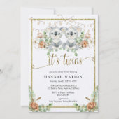 Woodland Koala Gender Neutral Twins Baby shower Kaart (Voorkant)