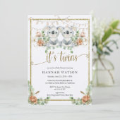 Woodland Koala Gender Neutral Twins Baby shower Kaart (Staand voorkant)
