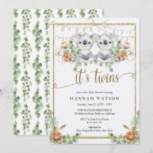 Woodland Koala Gender Neutral Twins Baby shower