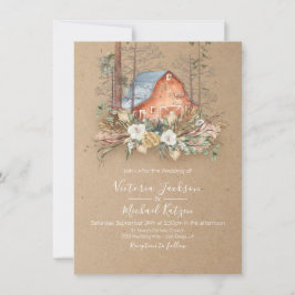 Woodland Kraft paper Barn Forest Wedding Kaart