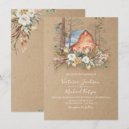 Woodland Kraft paper Barn Forest Wedding Kaart
