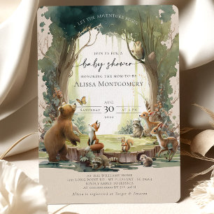 Woodland Laat het Avontuur Begin Baby Shower Kaart