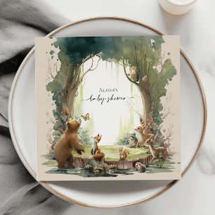 Woodland Laat het Avontuur Begin Baby Shower   Servet