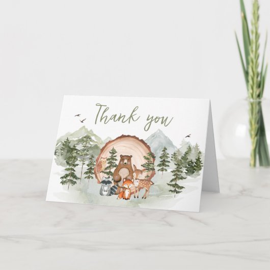 Woodland Laat het avontuur beginnen Baby shower Bedankkaart (Voorkant)