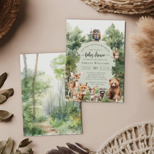 Woodland Laat het avontuur beginnen Baby shower Kaart