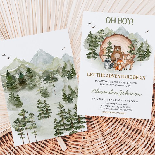 Woodland Laat het avontuur beginnen Baby shower Kaart