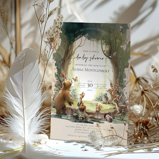 Woodland Laat het avontuur beginnen Baby shower Kaart