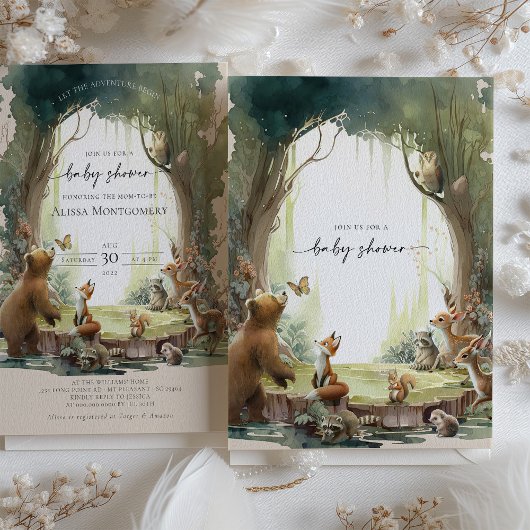 Woodland Laat het avontuur beginnen Baby shower Kaart