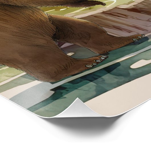 Woodland Laat het avontuur beginnen Baby shower Perfect Poster (Hoek)