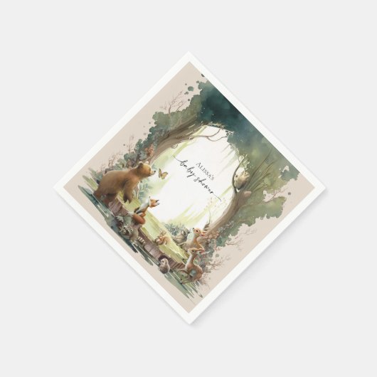 Woodland Laat het avontuur beginnen Baby shower Servet (Hoek)