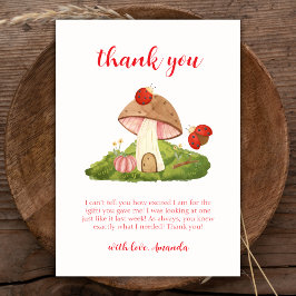 Woodland Ladybug Mushroom Baby shower Bedankkaart
