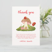 Woodland Ladybug Mushroom Baby shower Bedankkaart (Staand voorkant)