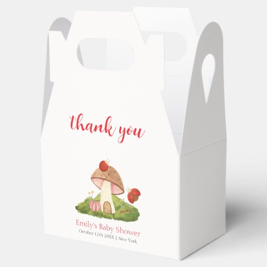 Woodland Ladybug Mushroom Baby shower Bedankt Bedankdoosjes (Geopend)
