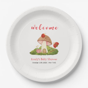 Woodland Ladybug Mushroom Baby shower Welkom Papieren Bordje