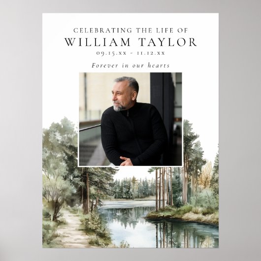 Woodland Lake Celebration Of Life Welcome Sign Poster (Voorkant)