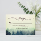 Woodland Lake Mountain Wedding RSVP Kaartje (Staand voorkant)