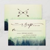 Woodland Lake Mountain Wedding RSVP Kaartje (Voorkant / Achterkant)