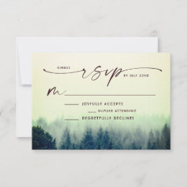 Woodland Lake Mountain Wedding RSVP Kaartje