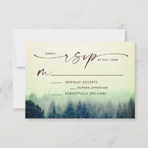 Woodland Lake Mountain Wedding RSVP Kaartje