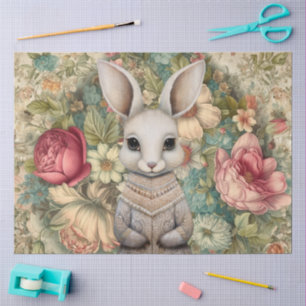 Woodland Langdurig Konijn & CottageCore Bloemen Tissuepapier