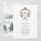 Woodland Laurel Crest Monogram Celebration of Life Kaart (Voorkant / Achterkant)