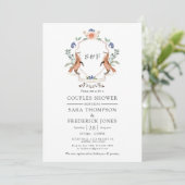 Woodland Laurel Crest Monogram Couples Shower Invi Kaart (Staand voorkant)